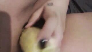 Chubby soak vagina screwed with corn rough