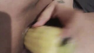 Chubby soak vagina screwed with corn rough