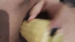 Chubby soak vagina screwed with corn rough
