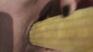 Chubby soak vagina screwed with corn rough