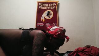 African 18 gags on BBC and ride cowgirl for cummed