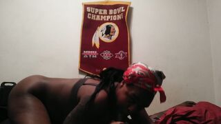African 18 gags on BBC and ride cowgirl for cummed