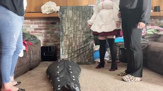 Real female domination three bimbos let a male sniff there shoes