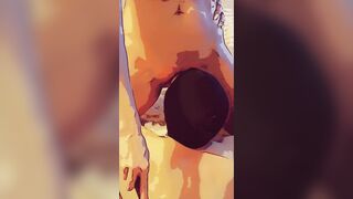 The GF makes the sub lick her vagina and beats him on the booty with a stack