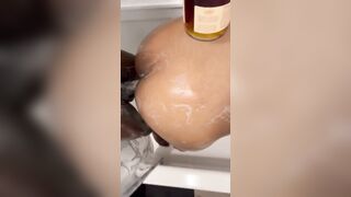 Thick black twerking into shower