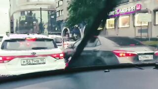 Undressed topless inside the vehicle (drivers look at my breasts) two part