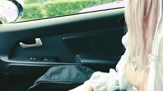 Undressed topless inside the vehicle (drivers look at my breasts) two part