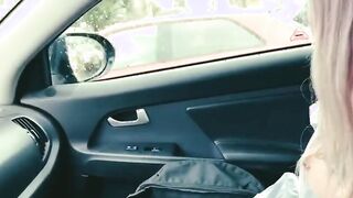 Undressed topless inside the vehicle (drivers look at my breasts) two part