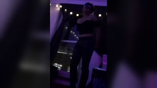 Dancing into leather leggings and bare foot