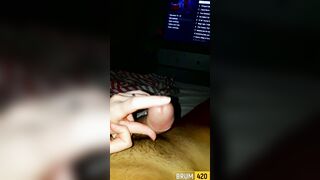 My friend receives a hand job from his stepmom while watching netflix