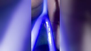 Long toy shoved into step moms tight snatch and booty