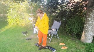 Putting on rainwear and pvc boots - craving a plowed outside