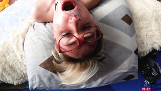 Gf Rough Fucking inside Mouth Goddess Blonde inside Red Panties after Waking Up - Facial