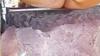 I was totally nude and soak on the beach and get caught fucking a bottle by a lovers walking