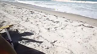 I was totally nude and soak on the beach and get caught fucking a bottle by a lovers walking