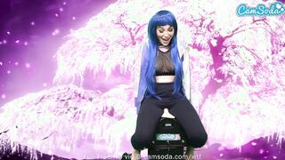 Beauty 19 Yo riding Sybian while sucking off multiple floating sex toys