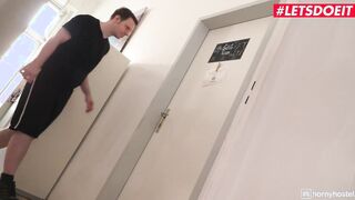 HORNYHOSTEL - Security Guard Catches Lusty 18 Year Old Katerina Rina Masturbating