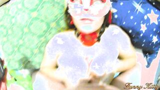 No sound Lustful collegegirl into handcuffs nailed inside mouth and between hooters