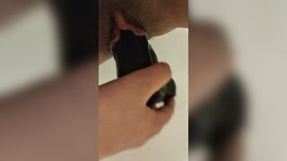 Bushy cunt big black dick vibrator and piss