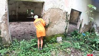 Hot Prisoner Deep Sucking Off Penis and had Anal Sex on the Abandoned - Facial