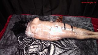 Mummified with sex toy leads to multiple orgasms