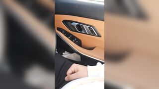 Step MILF help step son pulled out penis from leggings making a Super Sexy hand job until cum on steering wheel