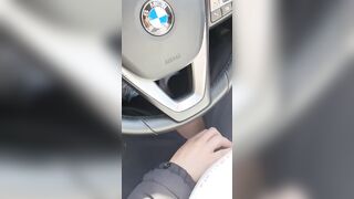 Step MILF help step son pulled out penis from leggings making a Super Sexy hand job until cum on steering wheel