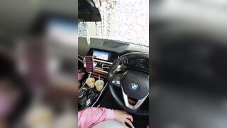 Step MILF inside vehicle wash help step son having an erection