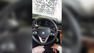 Step MILF inside vehicle wash help step son having an erection