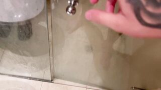 after a full day Enjoying the beach she goes to shower and I surprise her inside the shower