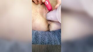 Using four different vibrators to make my twat cum