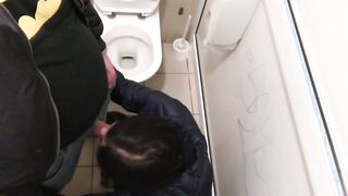 Cum shot inside outside WC