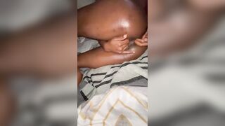 OILED CHOCOLATE SKINNY BLACK FINGER BANG BOTH HER HOLES
