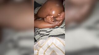 OILED CHOCOLATE SKINNY BLACK FINGER BANG BOTH HER HOLES