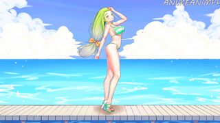 Hot and Yummy: Goddess Long Booty chick Doggy Style on the Beach Cartoon Anime Uncensored