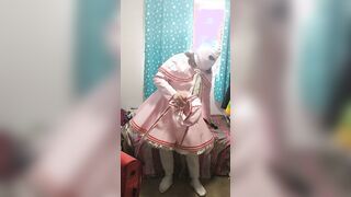 LATEX Pvc Sissy Cosplay does breathplay and sex toy, Card Sakura