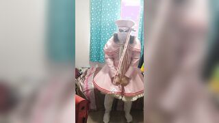 LATEX Pvc Sissy Cosplay does breathplay and sex toy, Card Sakura