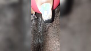 African squirts with rose toy while hubby is away