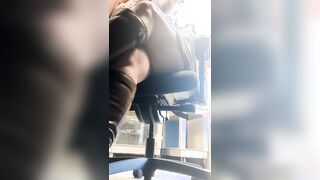 Real amateur working milf shows all while sitting into an open busy office. A new kind of work mess.