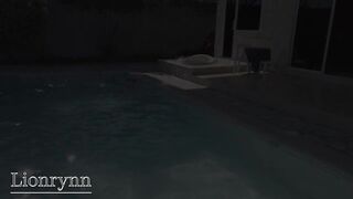 Naughty step-sister sucking penis in the pool, cum in the mouth