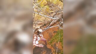 Hiking up to outside road nude