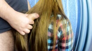 Girlfriend cum sexwife on her hair. hubby takes pictures. Hubby shoots a movie.