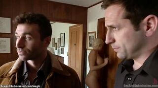 Cowboy fucks big tit tied babes