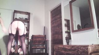 ex-wife tied to a post for fisting training and a spank