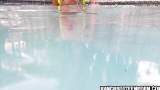 Adorable eastern 18 yo gets nude inside the pool with a