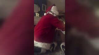 Sexual housewife surprises Santa and gets well-deserved sex toys and fucking