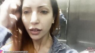 SPEAKING AT THE NEIGHBORS INTO THE ELEVATOR, SHOWING HIMSELF ALL