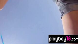 Long boobed badass naked babes trying motocross into the desert