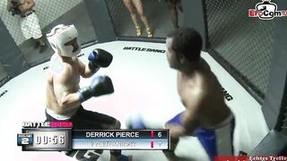 Blonde hoe with natural breasts fucks inside a boxing ring