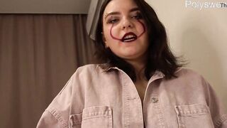 Schoolgirl lovers fucking with joker mask